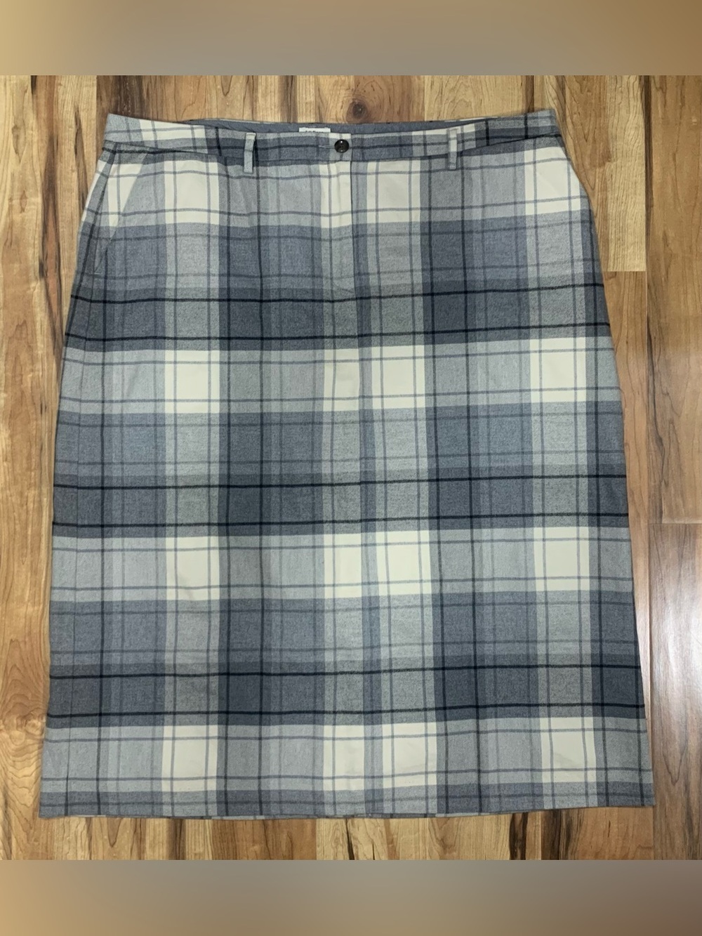 L.L Bean Wool Plaid Skirt Long Womens 22 Pockets Lined Preppy Academia Gray